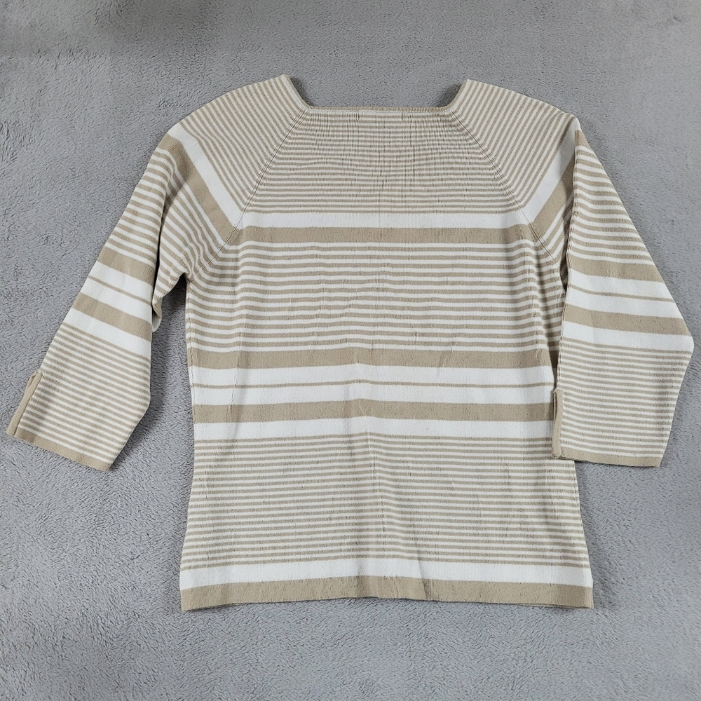 Vintage Oat Striped Beige and White Women's Sweater - Picture 2 of 8